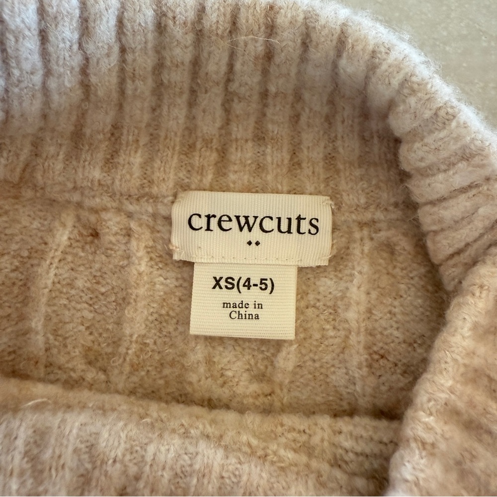 J.Crew Crewcuts Girls Cable Knit Mockneck Sweater Beige Cream Wool Blend XS 4-5 - Picture 5 of 7